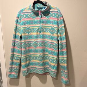 Chubbies Men's Zip Up Sweater - Turquoise and Pink Geometric